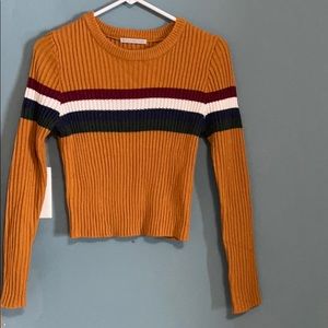 Burnt orange, striped multicolor sweater